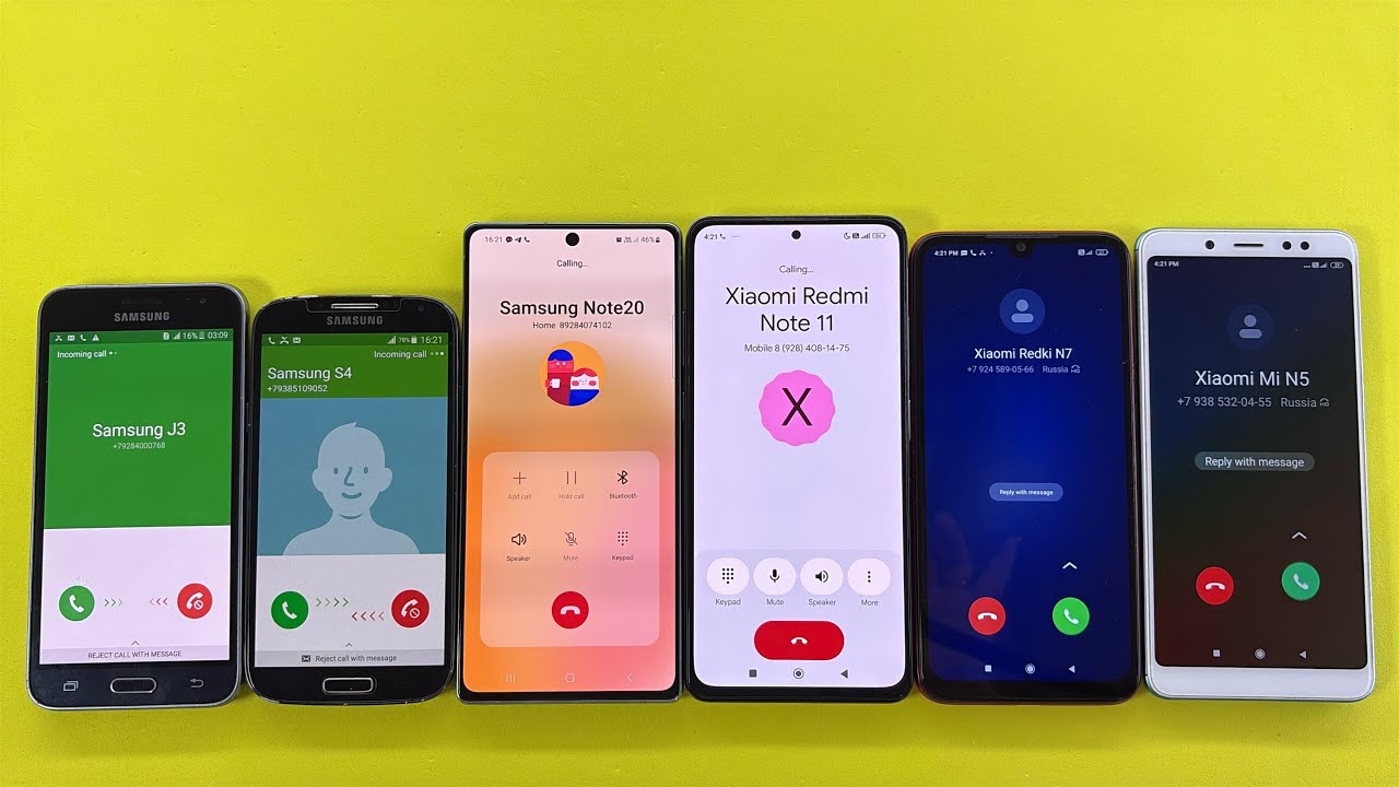Incoming Call Samsung S4 + Galaxy J3 + Xiaomi N7 +Xiaomi N5 | Outgoing Call Note 20 + Xiaomi N11