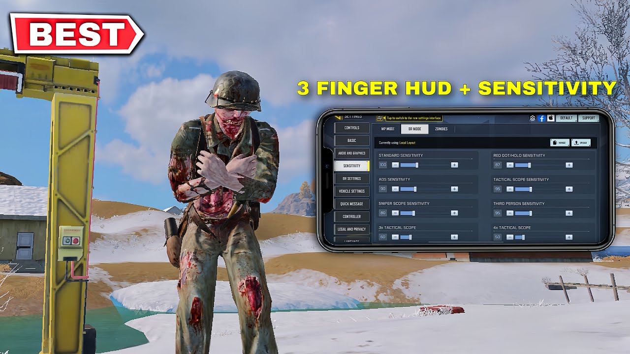 Best 3 Finger HUD + Best Sensitivity | Call Of Duty Mobile Full Gameplay CODM BR