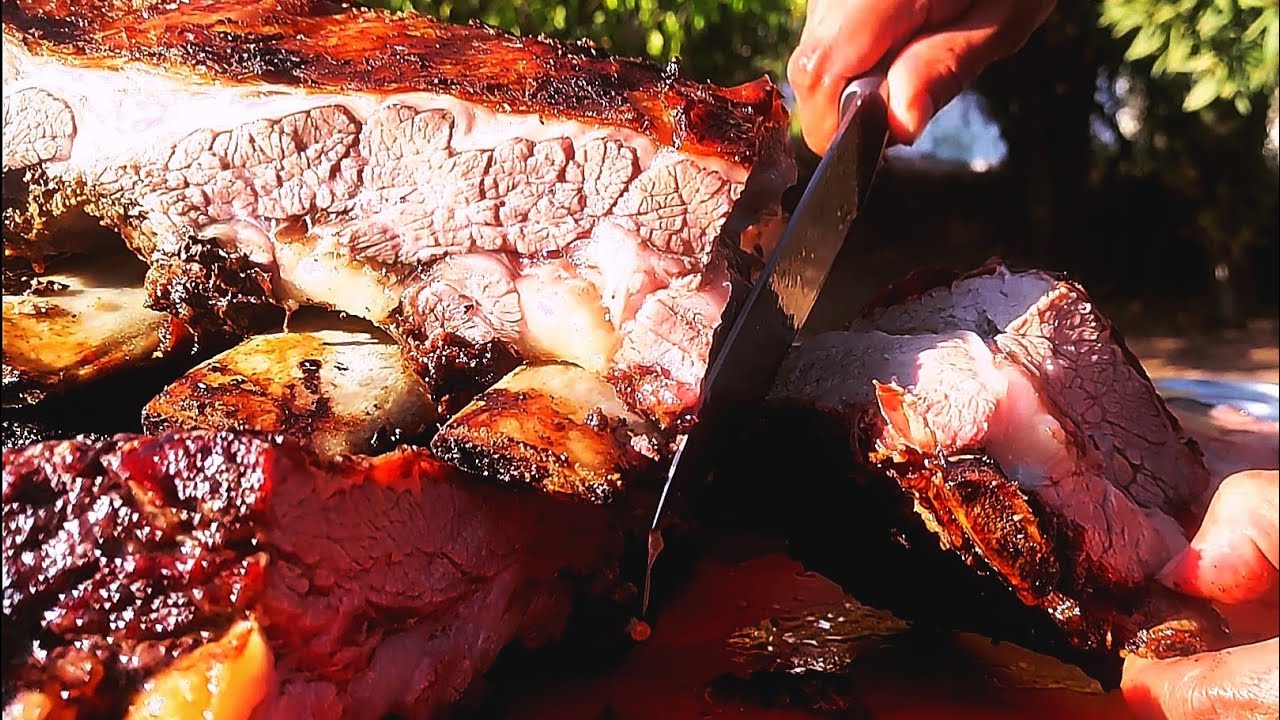 COSTILLAR DE 13 KILOS A LA PARRILLA, CON SALMUERA DE NARANJA, JUGOSIDAD 100%🔥