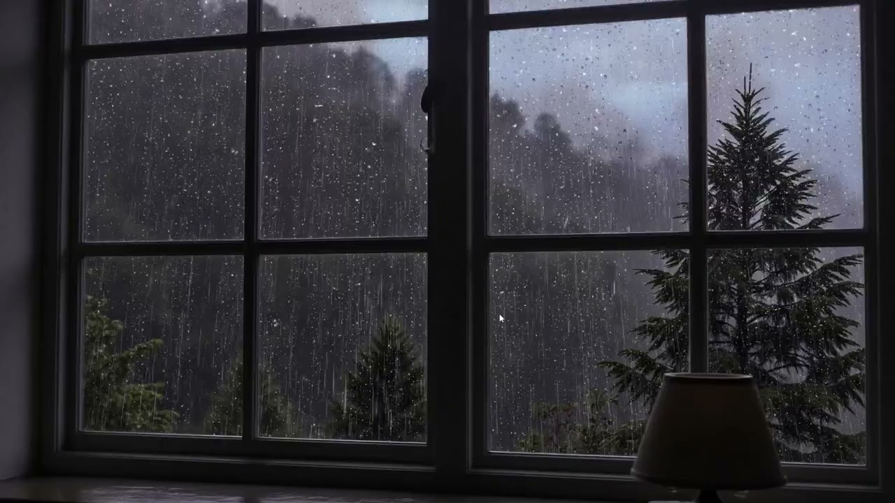 Rain and Thunder on Window at Night | Powerful Rain for Sleep, Focus & Relaxation (No Ads)