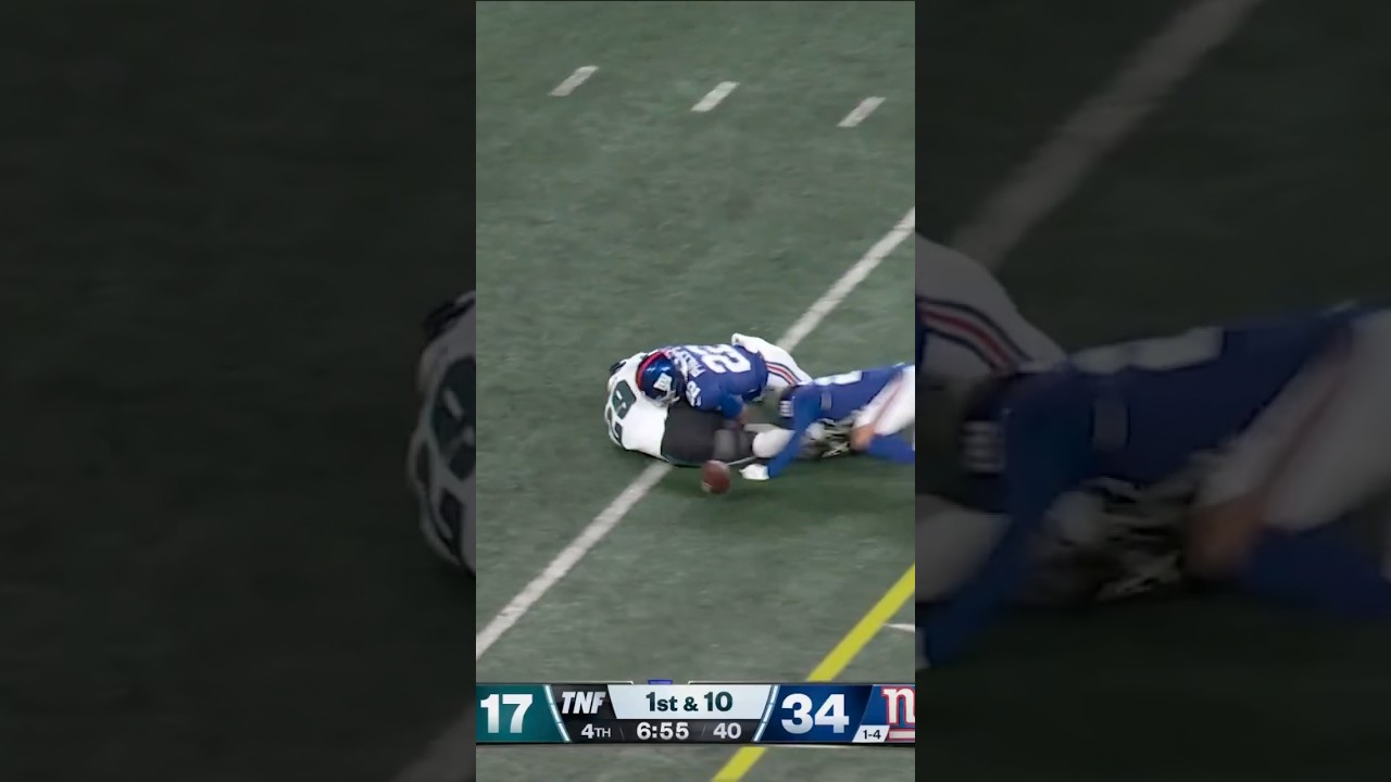 Aj Dillon catches the ball but FUMBLES for another TURNOVER Giants vs Eagles #shorts #nfl #giants