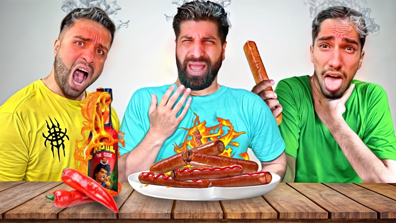 چالش تست تند ترین سوسیس دنیا با دوستام (تگری زدم🥵)