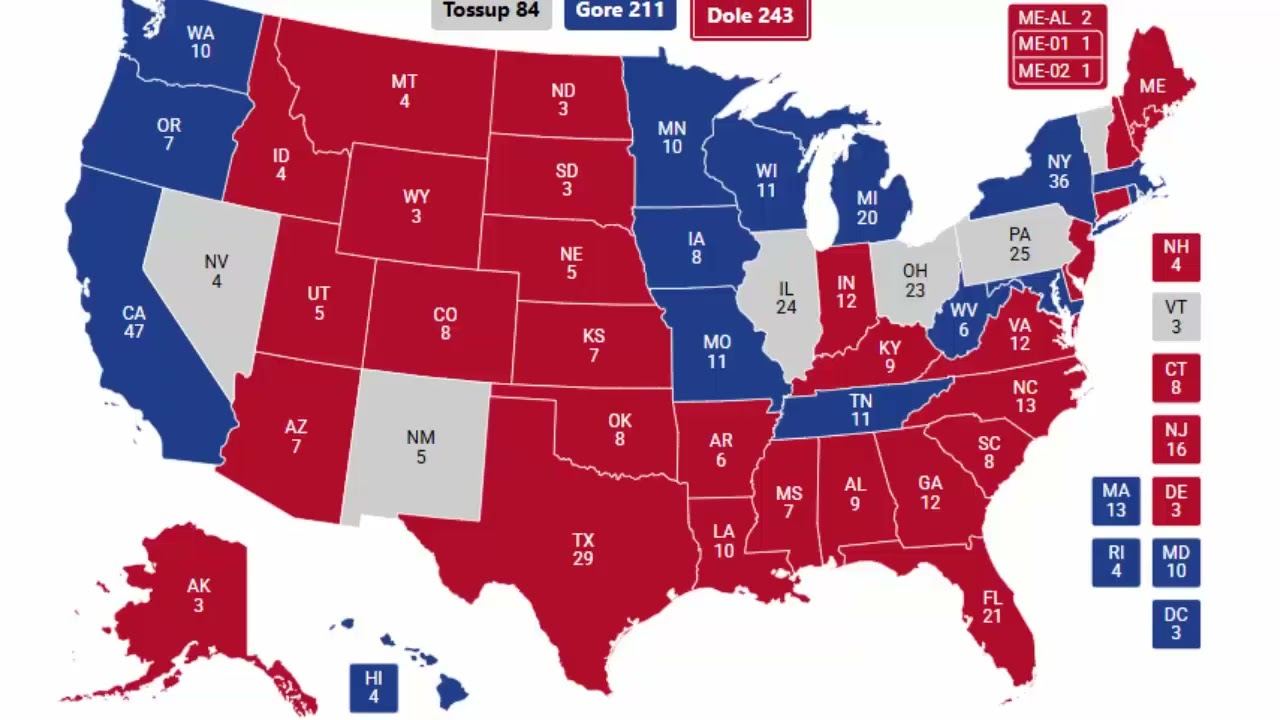Alternate History 1988 Election Prediction - Al Gore vs Bob Dole