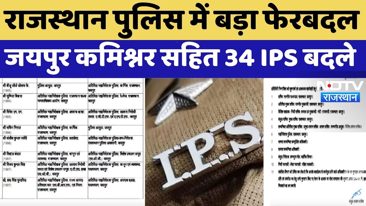IPS Transfer List: राजस्थान पुलिस में बड़ा फेरबदल, 34 IPS अफसरों का ट्रांसफर | Breaking News