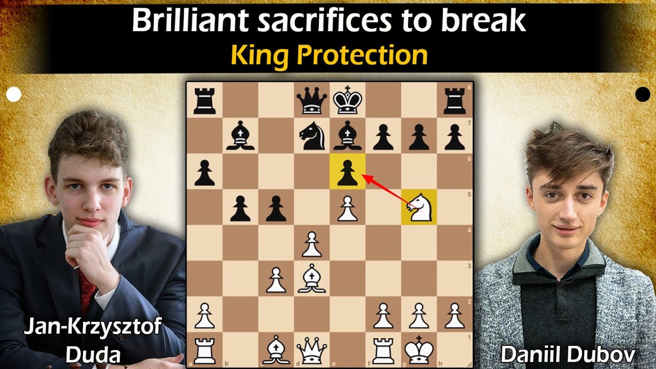 Brilliant sacrifices to break king protection | Duda vs Dubov 2021