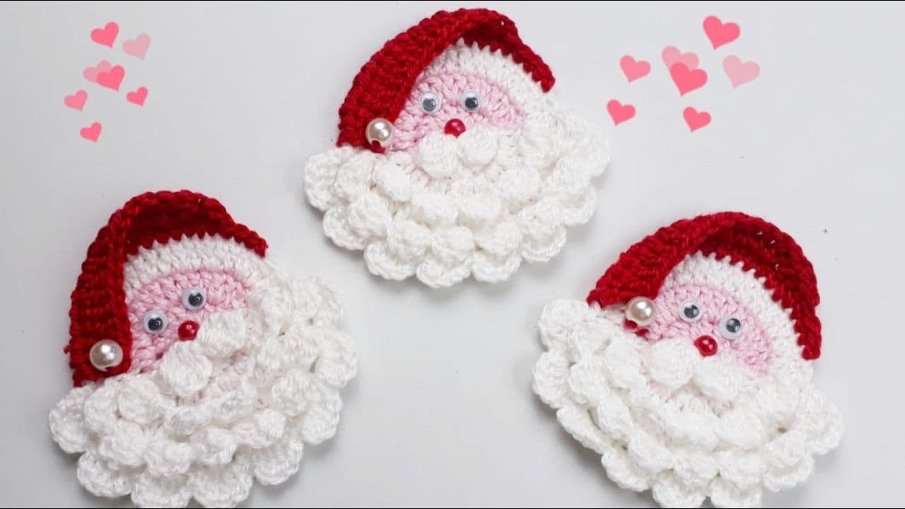🎅ROSTINHO DE PAPAI NOEL EM CROCHÊ PARA APLIQUE🎅 - PASSO A PASSO