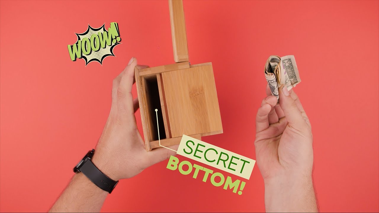 Secret Pocket Bamboo Box Hidden Storage