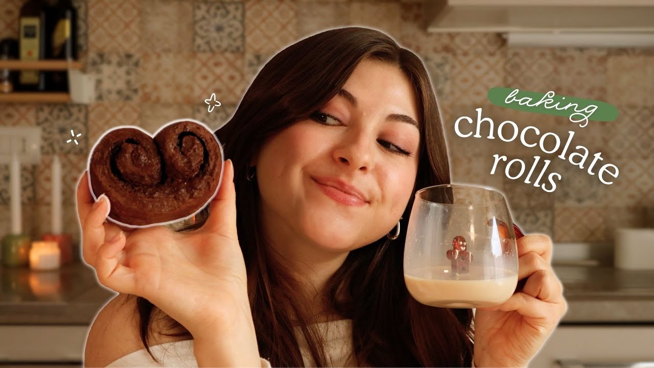these chocolate rolls taste like brownies 🍫 baking & tasting 🇬🇧🇮🇹 | gin 🌷
