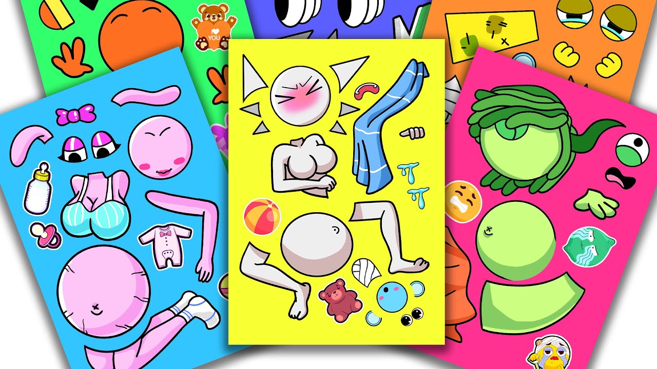 Peel & Play💞Incredibox Sprunki Sticker Book - Big Belly Girls, Pinki x Wenda x Vineria