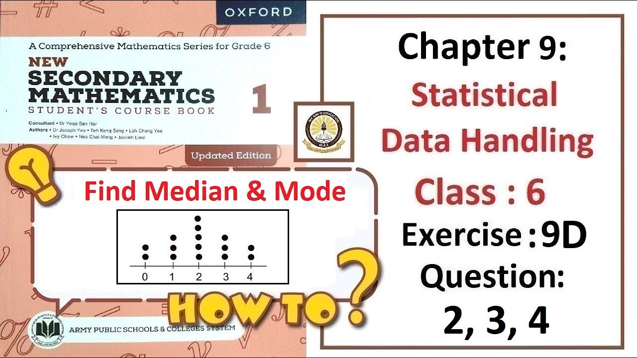 Exercise 9D Questions 2 ,3 & 4  (Median) – Math Class 6 Army Public School (APS).