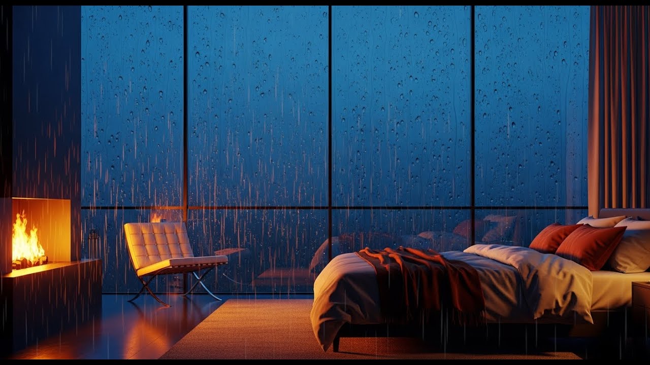 اصوات المطر والحطب🔥و موسيقي جميلة مريحة ..لتهدئة الجهاز العصبي والاسترخاء شفاء للروح✨#rain #music 