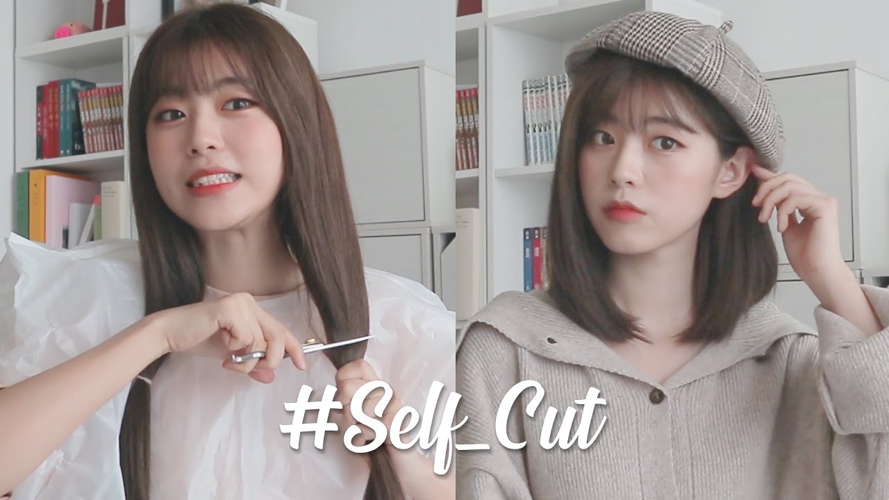 집에서 중단발 셀프커트 해보았다..✂ Cutting My Own Hair!