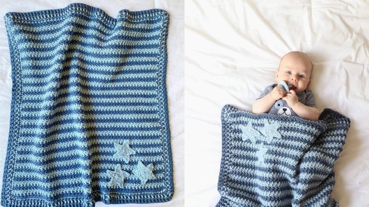 Crochet Star Baby Blanket \\ Blanket and Border