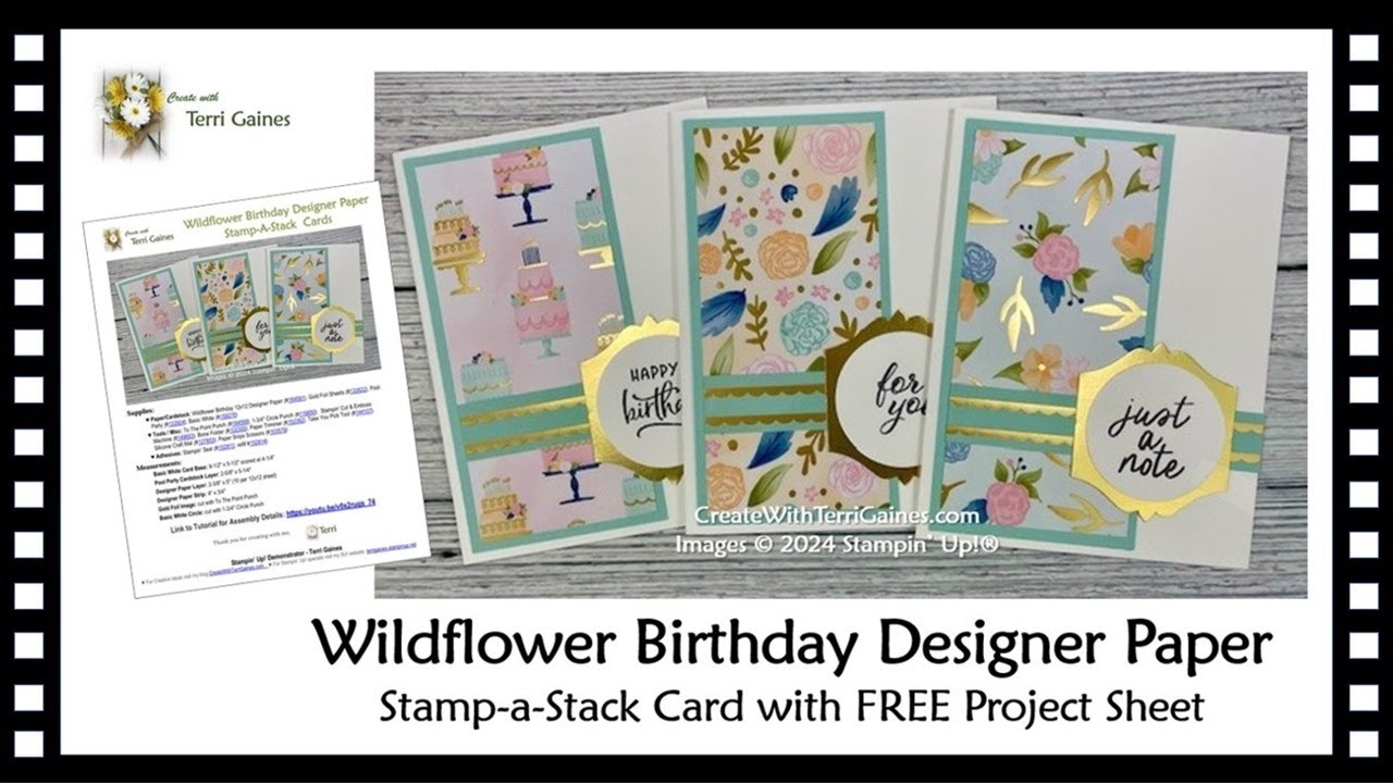 Wildflower Birthday Designer Series Paper Stamp-A-Stack Cards with FREE Project Sheet