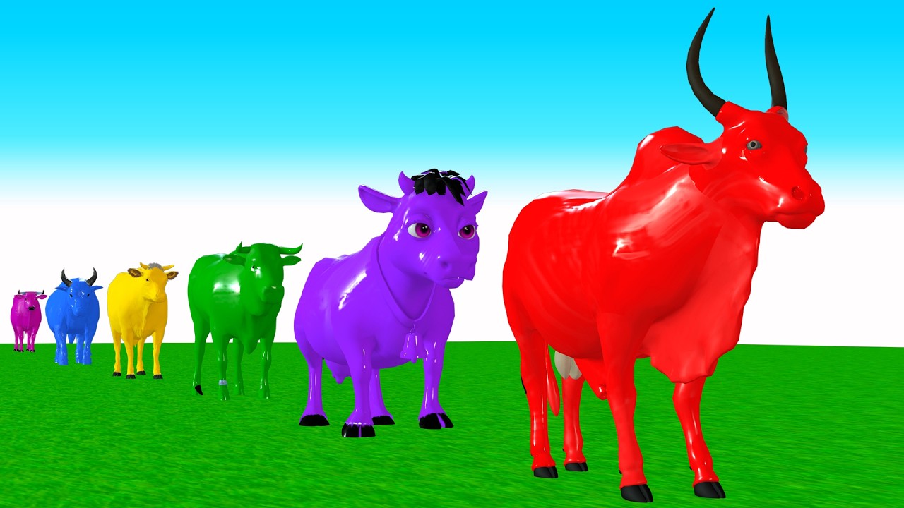 Paint Animals Cow Cartoon Yak Bison Bull Ox African Buffalo Fountain Crossing Animal Transformation