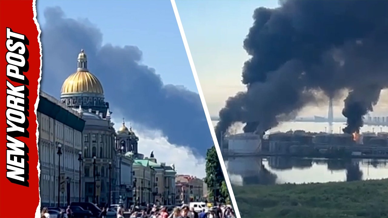Massive Flames Engulf St. Petersburg Oil Terminal After Ukrainian Drone Strike