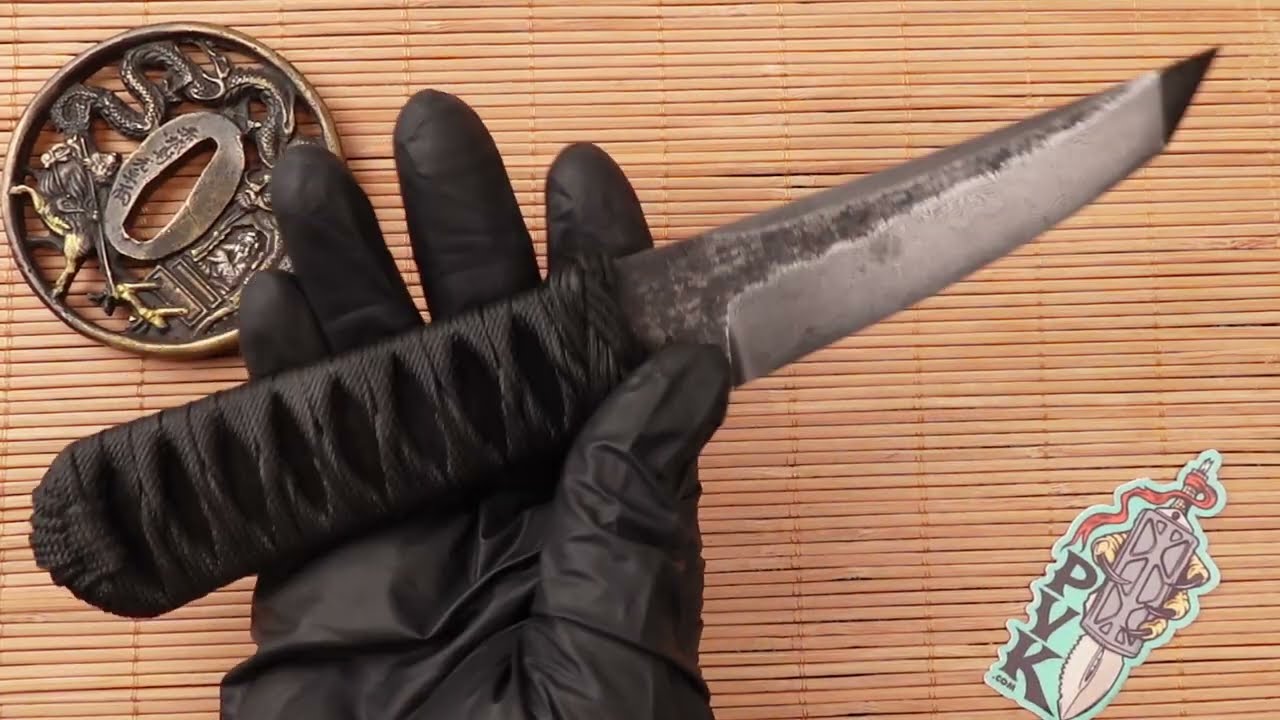 Ben Seward Custom Kwaiken, Damascus Tanto , Black Tsuka Wrapped