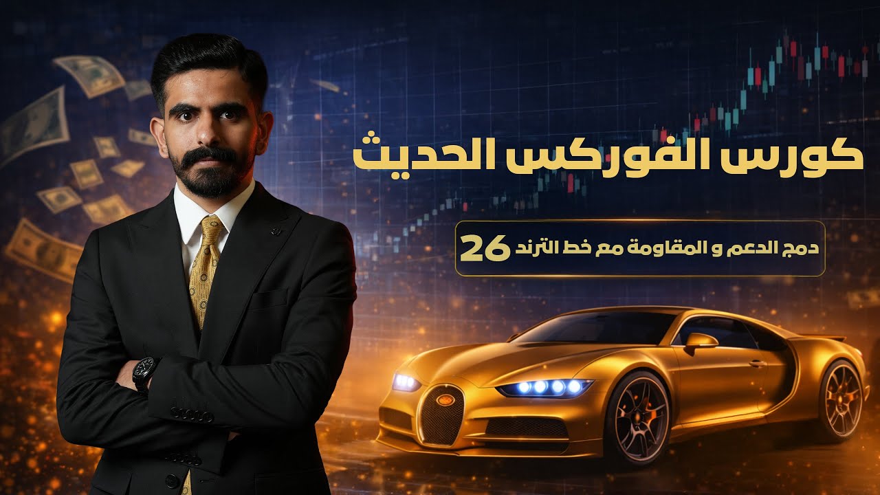 كورس الفوركس الحديث / الدرس 26 / دمج الدعم و المقاومة مع خط الترند