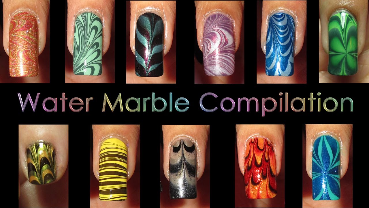 Nail Art Compilation | Water Marble March 2012 | MSLP