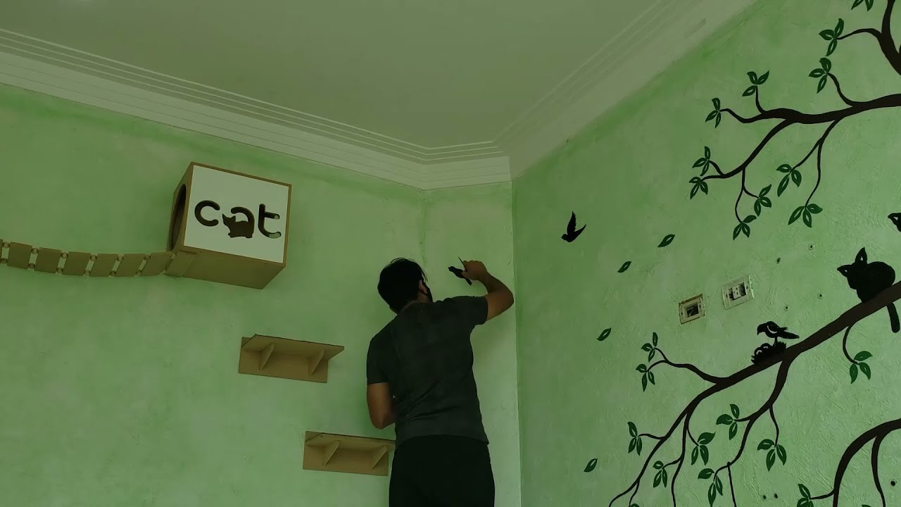 Pintura de arvore na parede / decorando o quarto dos gatos / wall decoration ideas