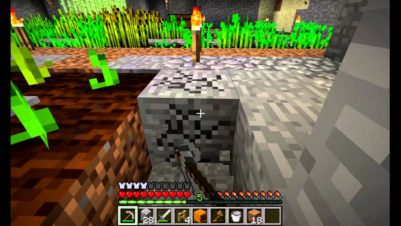 Minecraft GTTE #5: Crafting a bed -- starting a cow farm -- caving for minerals