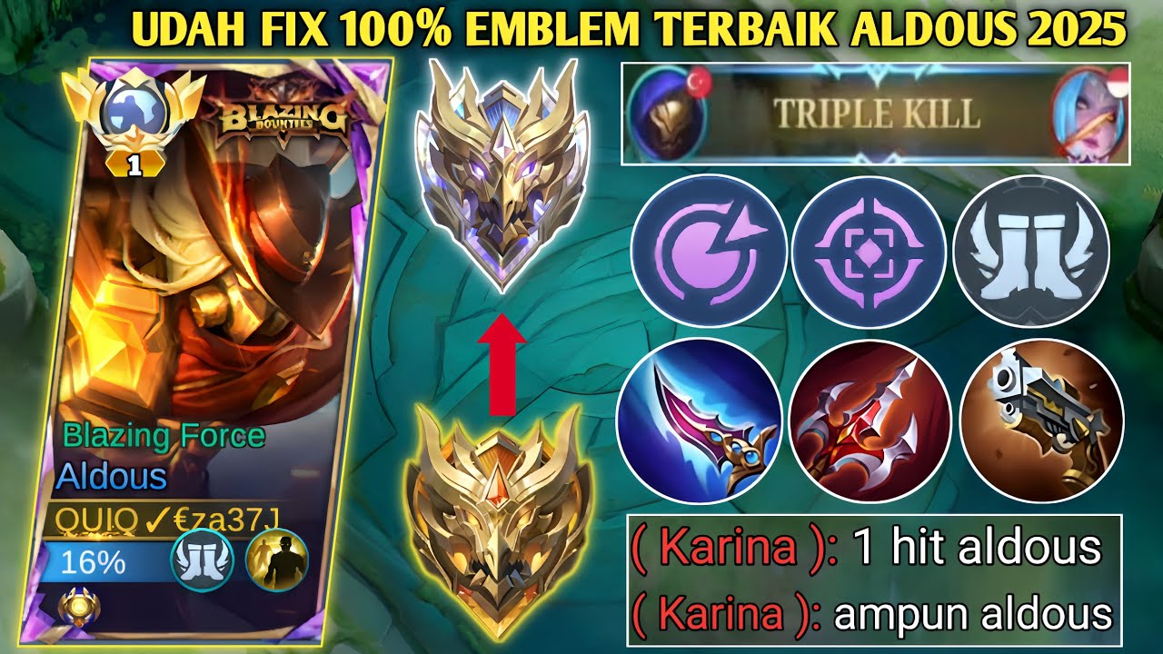 UDAH FIX 100% INI KOMBINASI EMBLEM TERBAIK ALDOUS! AUTO 1 HIT!! ALDOUS BEST BUILD 2025 - MLBB
