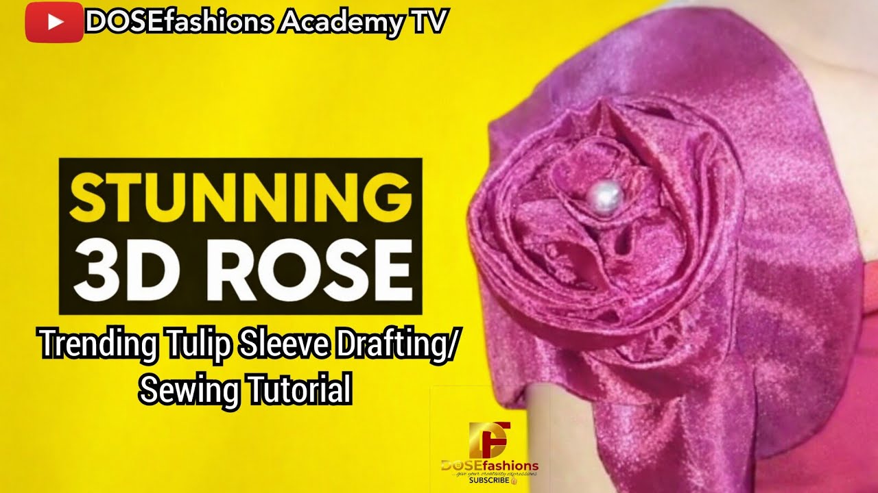 Модный дизайн рукава с объемными тюльпанами и розами | Урок по созданию выкройки и пошиву цельног...