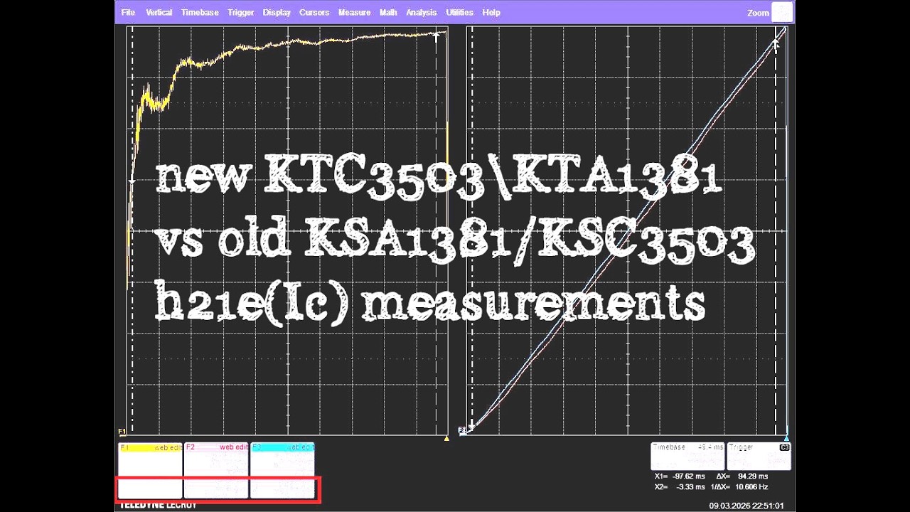new transistors 1381 and 3503 h21e (Ic) test