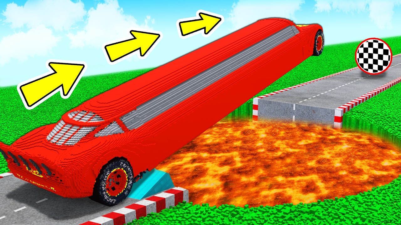 LONG CARS vs POTHOLES with LAVA in Teardown