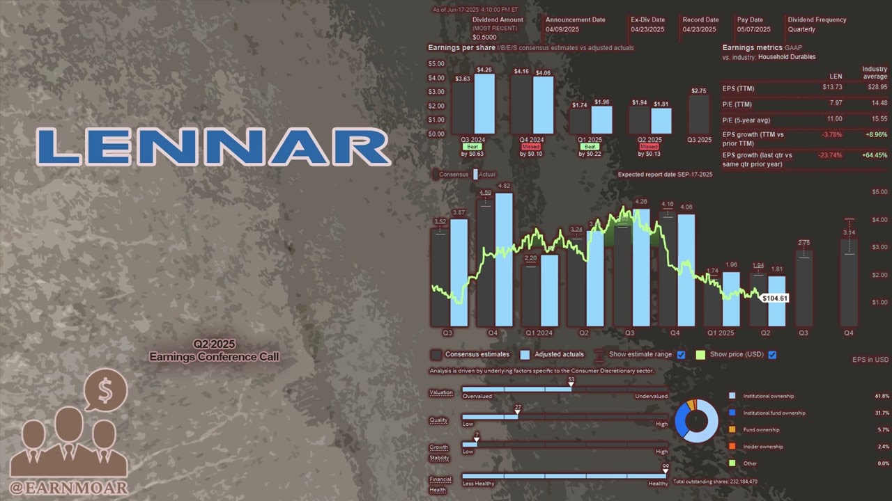 $LEN Lennar Q2 2025 Earnings Conference Call