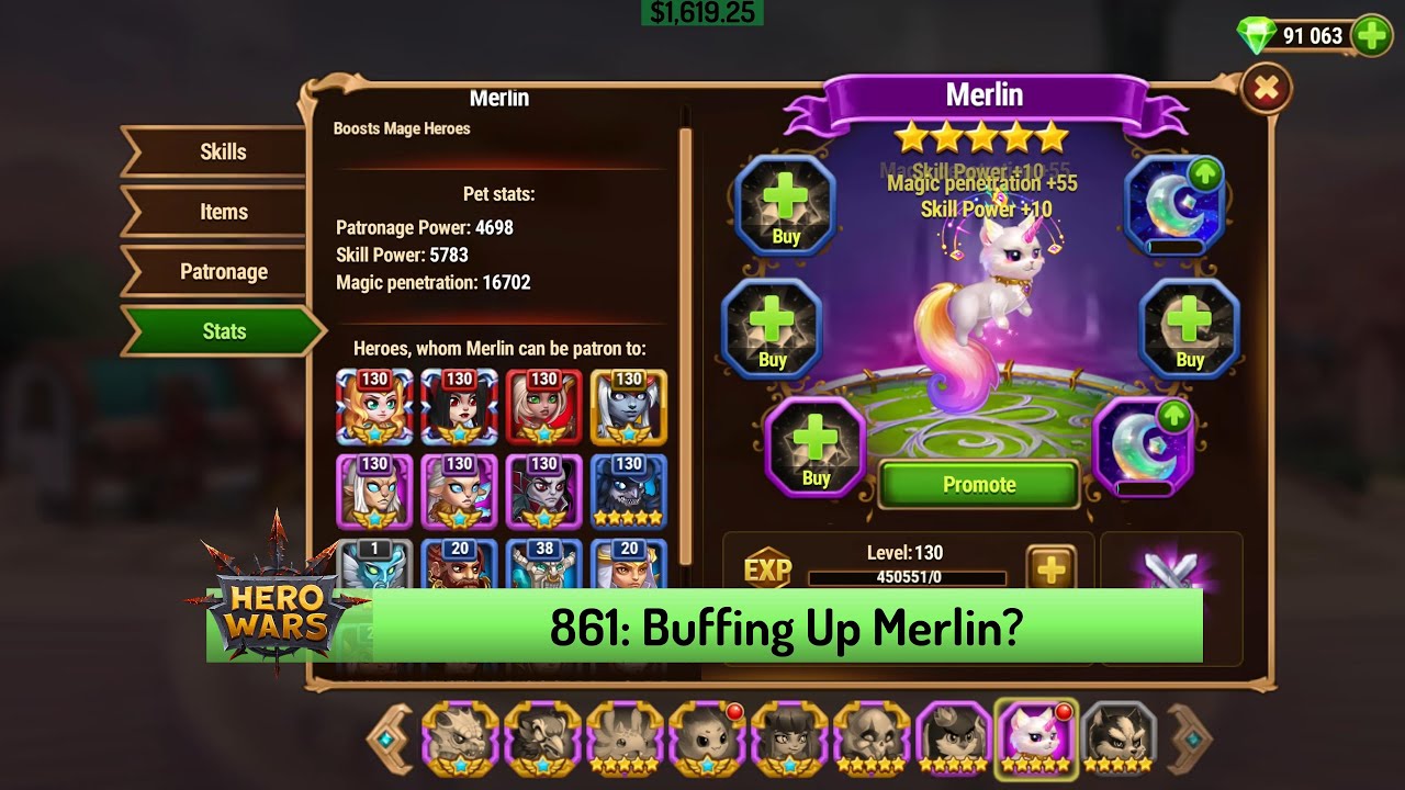 Let's Play Hero Wars 861: Merlin is Finally Violet Rank!