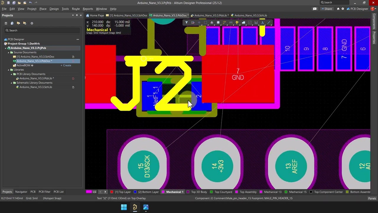 31. Arduino Nano en Altium Designer - Posicionar Componentes Parte 6 - Fuse, Capacitors