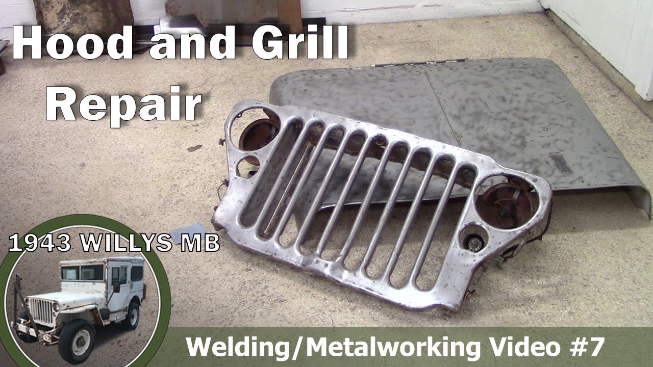 1943 Willys MB Jeep | Hood and Grill Repair and Straightening | Welding/Metalworking Video #7