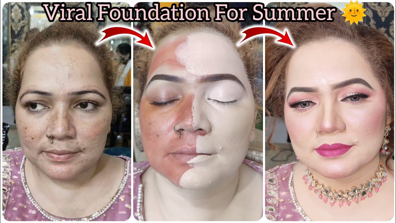 Viral Foundation For Summer |Sharry Signature Saloon |Full Tutorial #foundationtutorial