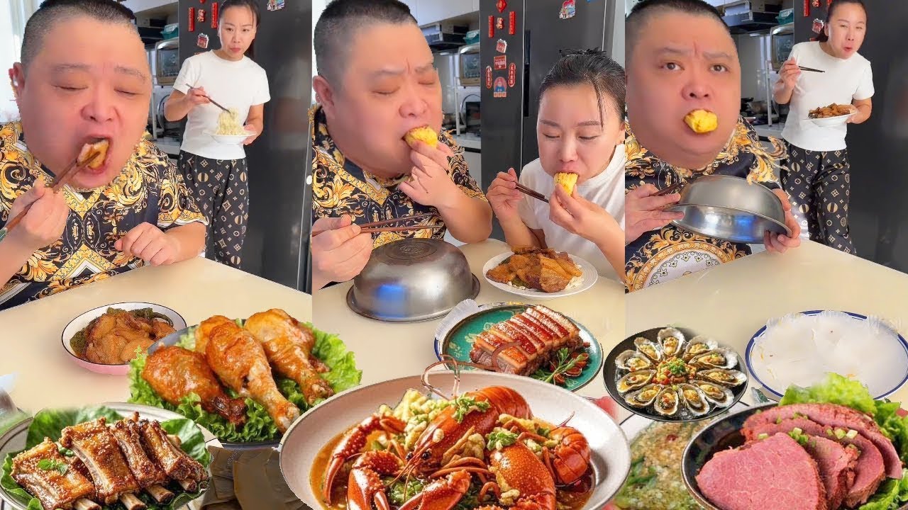 My stupid husband tried to eat the big piece of pork belly all by himself, but I found out!