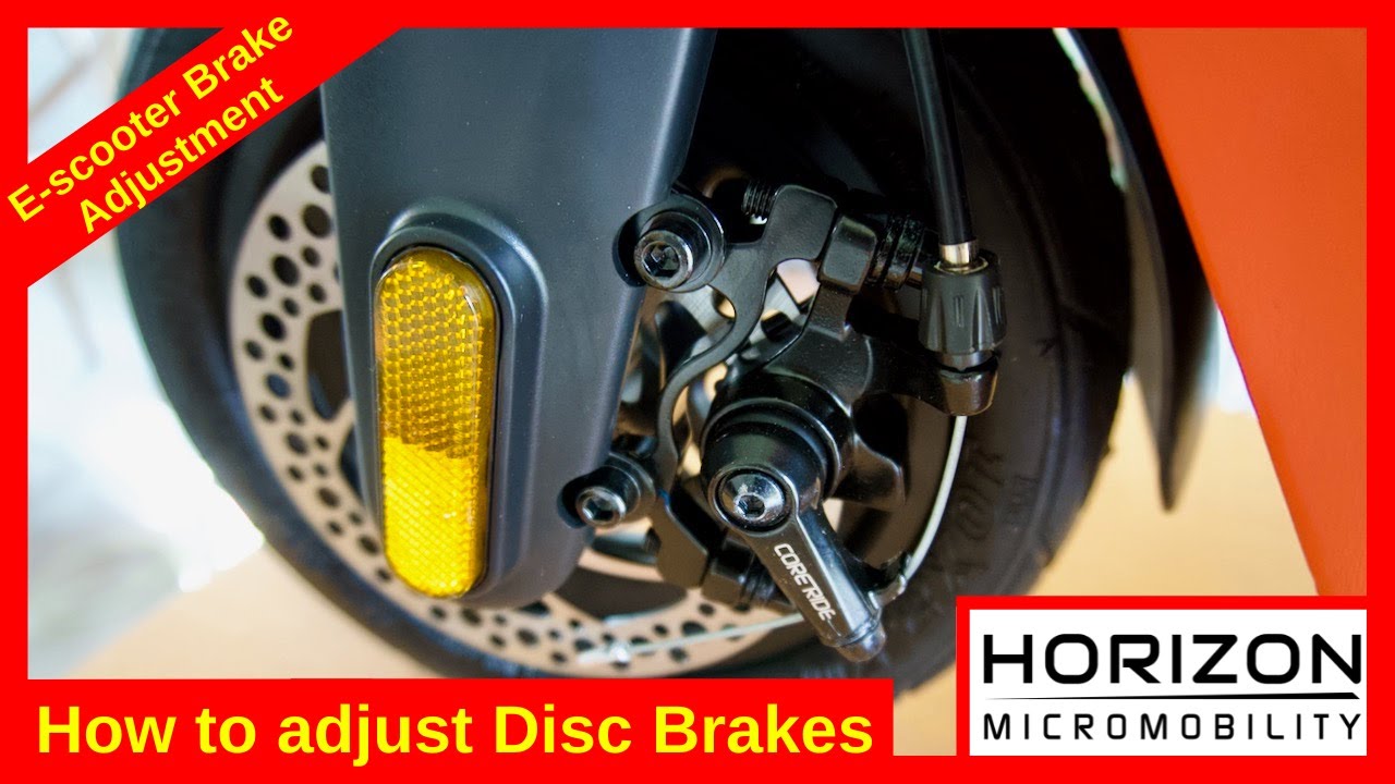 Setup and adjustment of electric scooter mechanical disc brakes