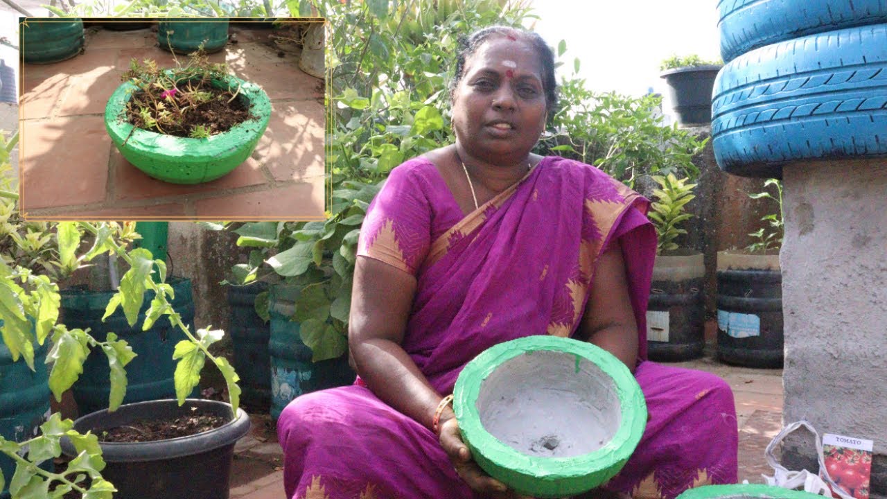 மாடித்தோட்டத்துக்கு இனி தொட்டி வாங்க வேண்டாம் |DIY TERRACE GARDEN CEMENT POT