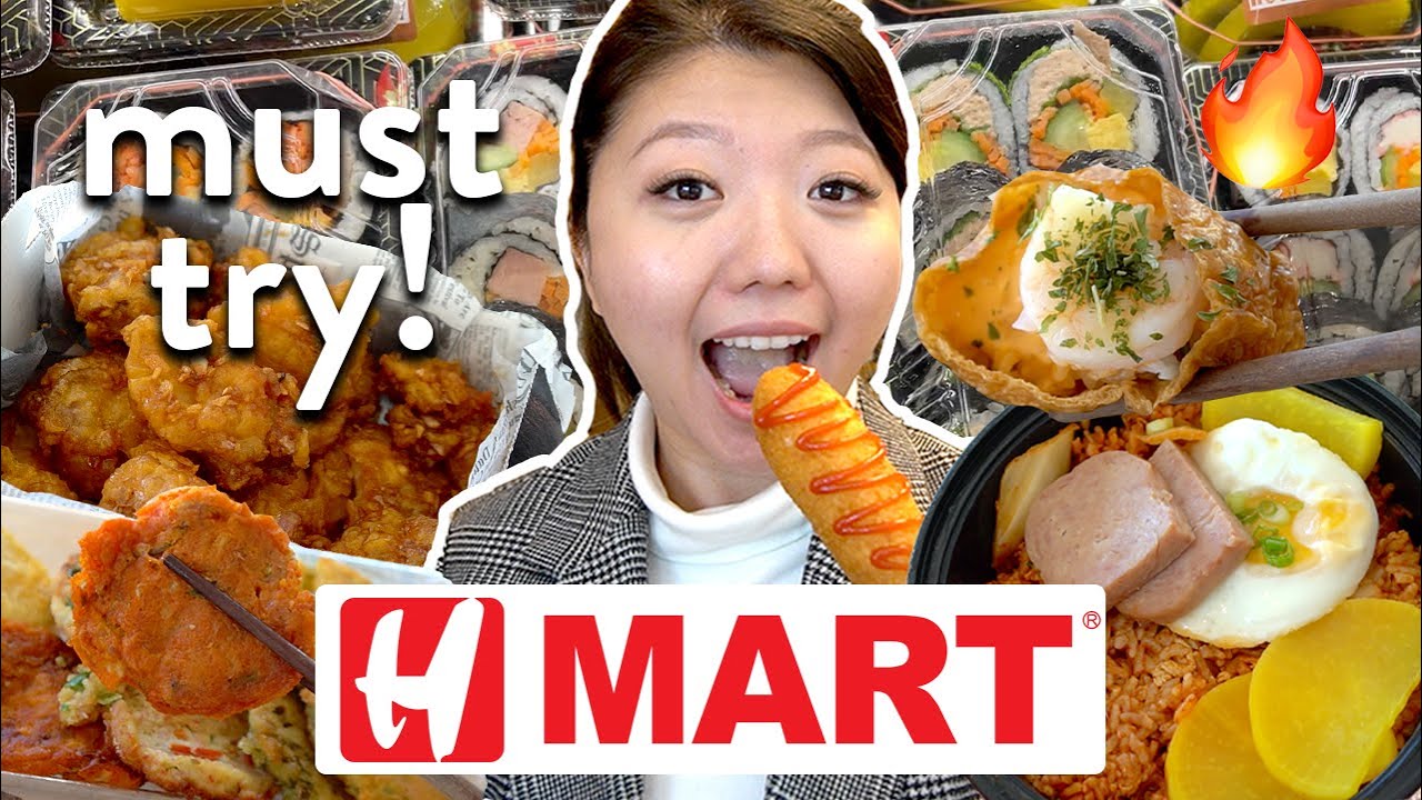 ОБЕД В H-MART! Корейский супермаркет HMART, горячие продукты, доставка 🛒