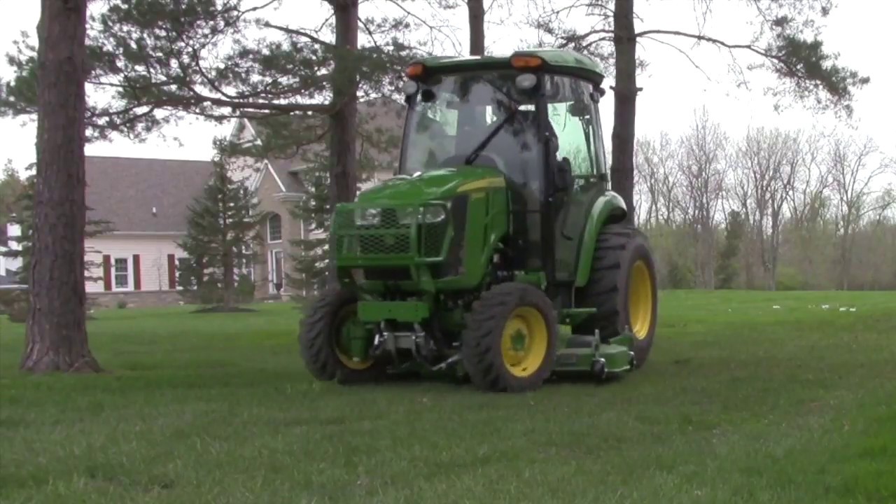 #25 John Deere 3046R Cab Tractor Mid Mount Mower Cutting Grass