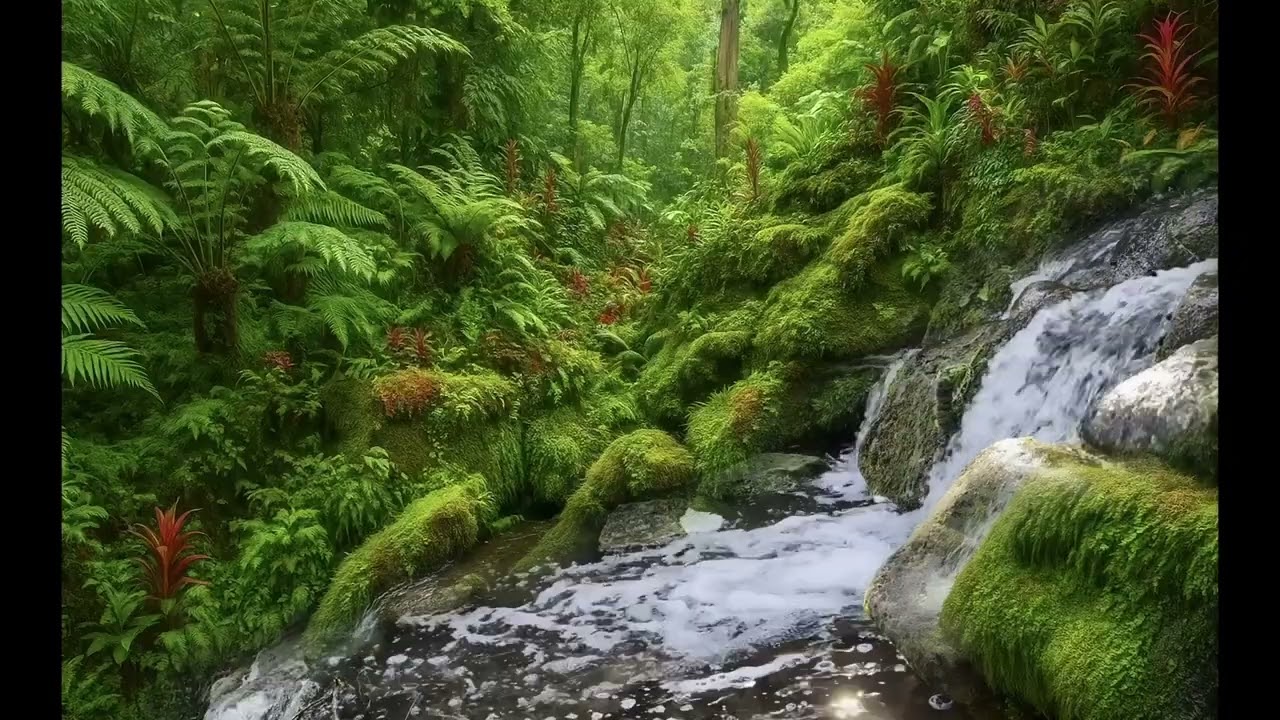 Tropical Jungle Waterfall Ambience - Relax, Sleep & Unwind