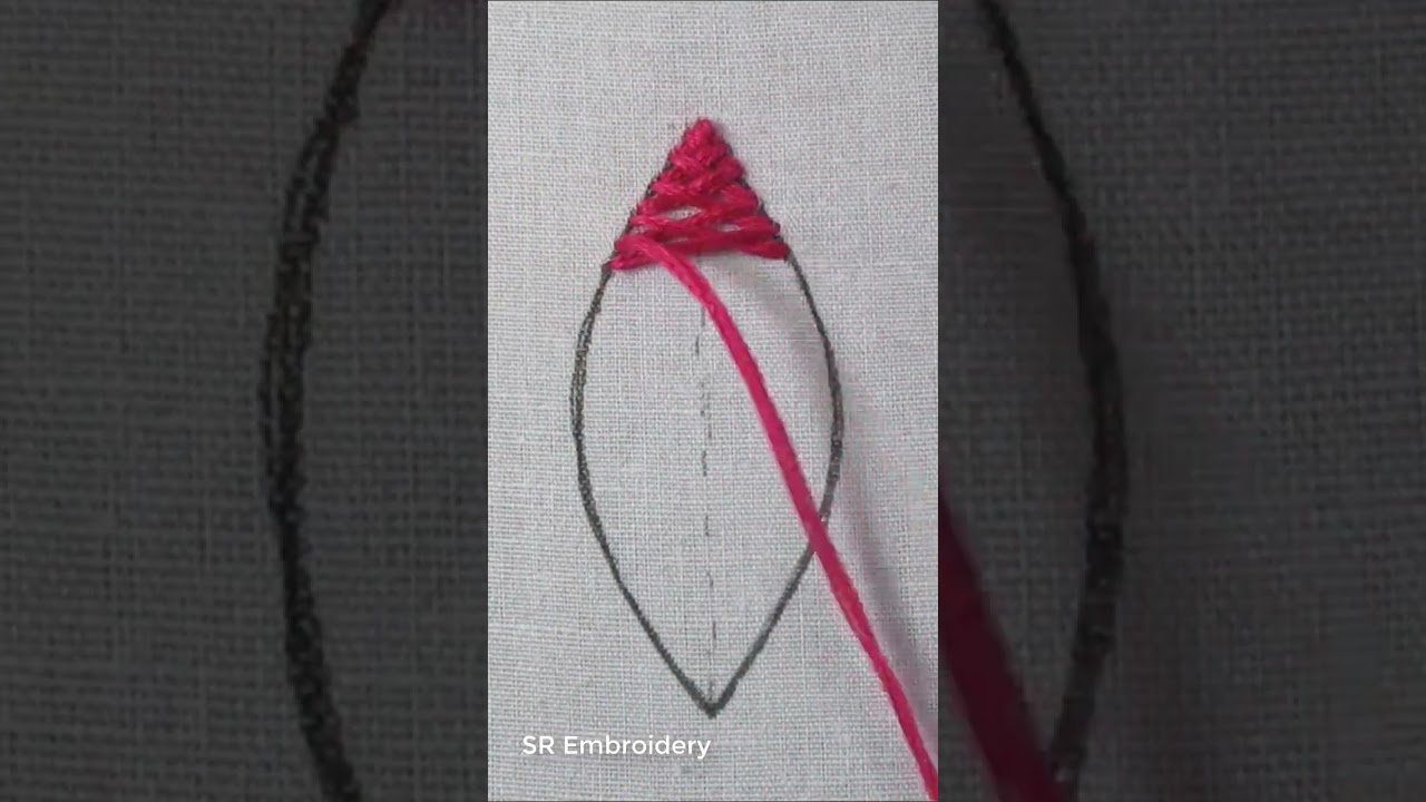 💚hand embroidery latest leaf stitch tutorial !! basic leaf stitch for beginners💚 #shorts