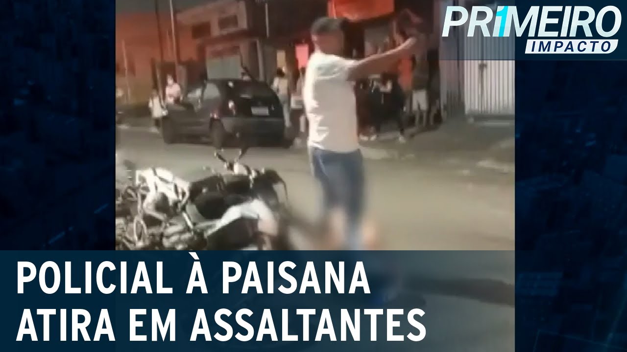 Criminosos tentam roubar moto de policial à paisana e são baleados | Primeiro Impacto (24/02/22)