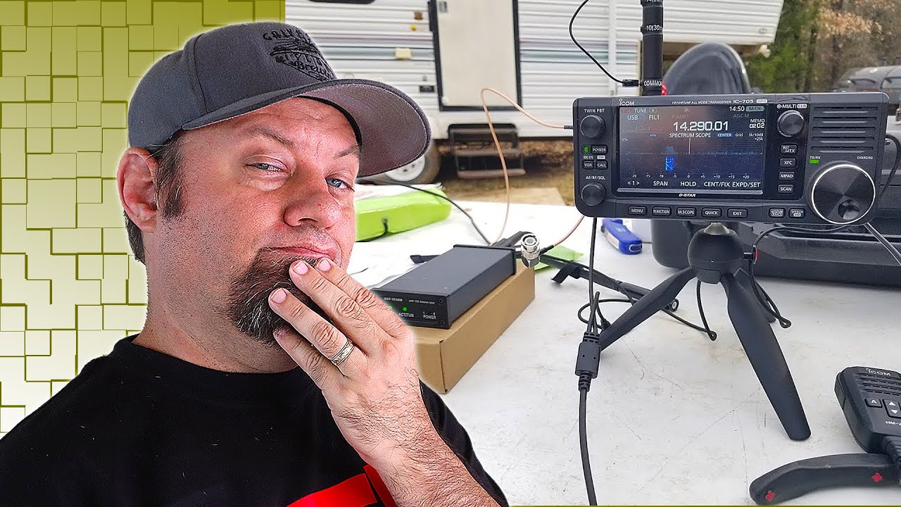 Icom IC-705 with the Comet HFJ 350M HF Antenna | IC-705 Accessories