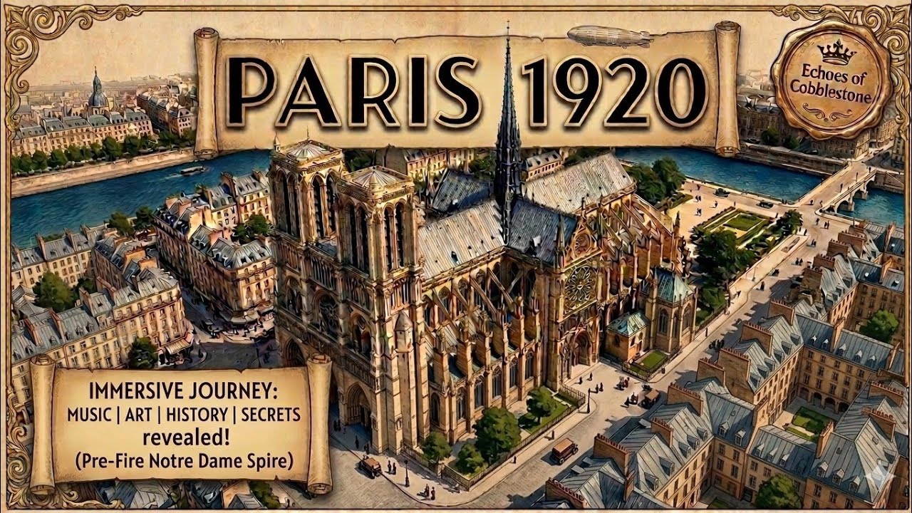 Time Travel to Paris 1920: Vintage Background Music & Historical Art