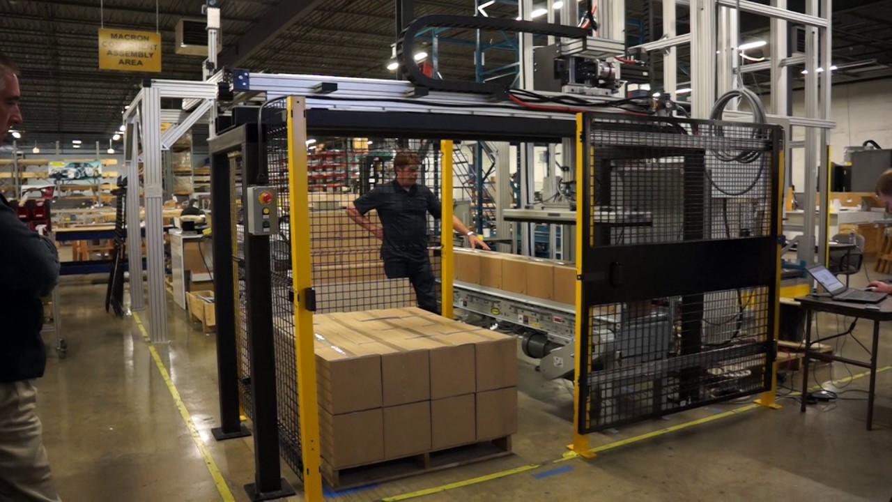 Macron Automated Palletizing Machine Featuring X/Z Gantry System