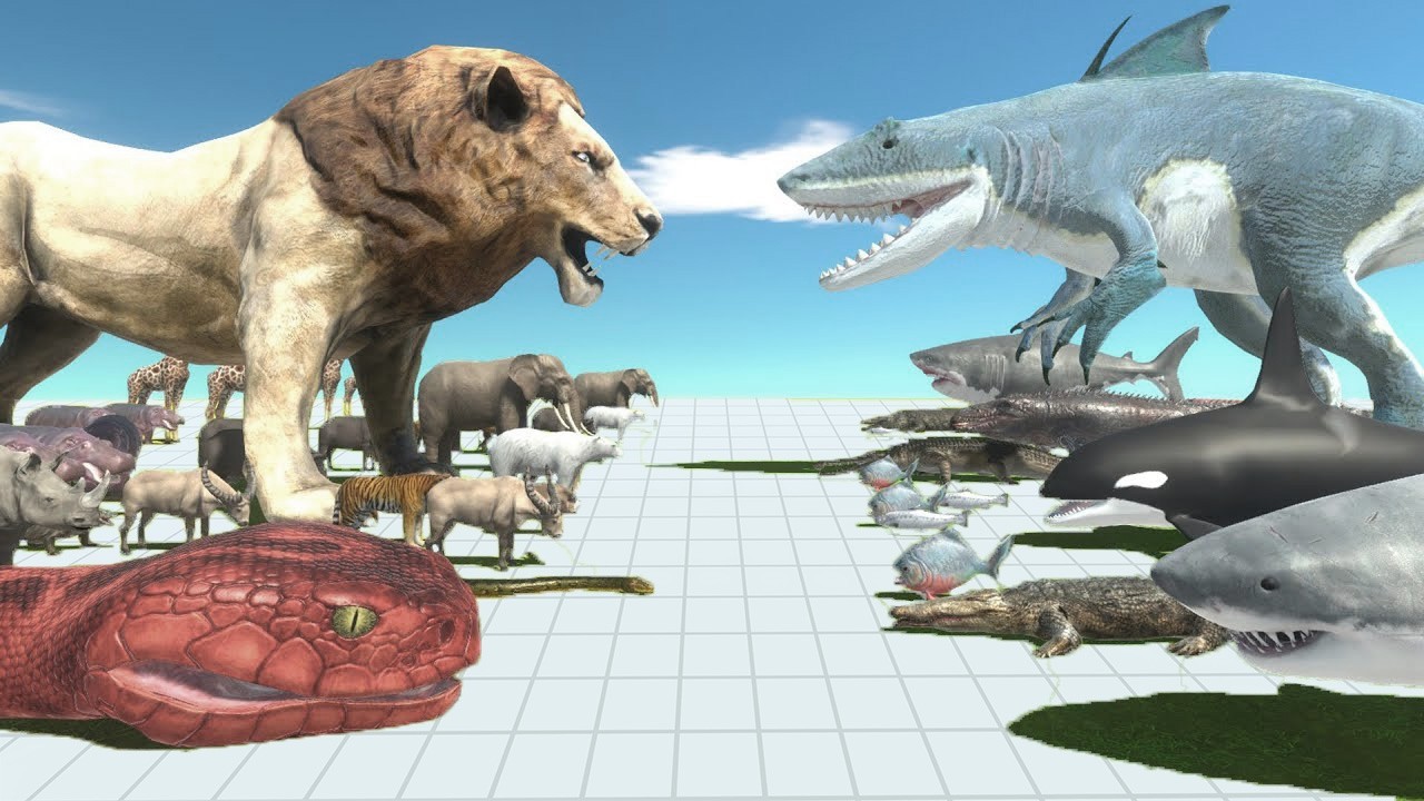 King Of The Jungle VS King Of Water - Who Is Real King - Animal Revolt Battle Simulator