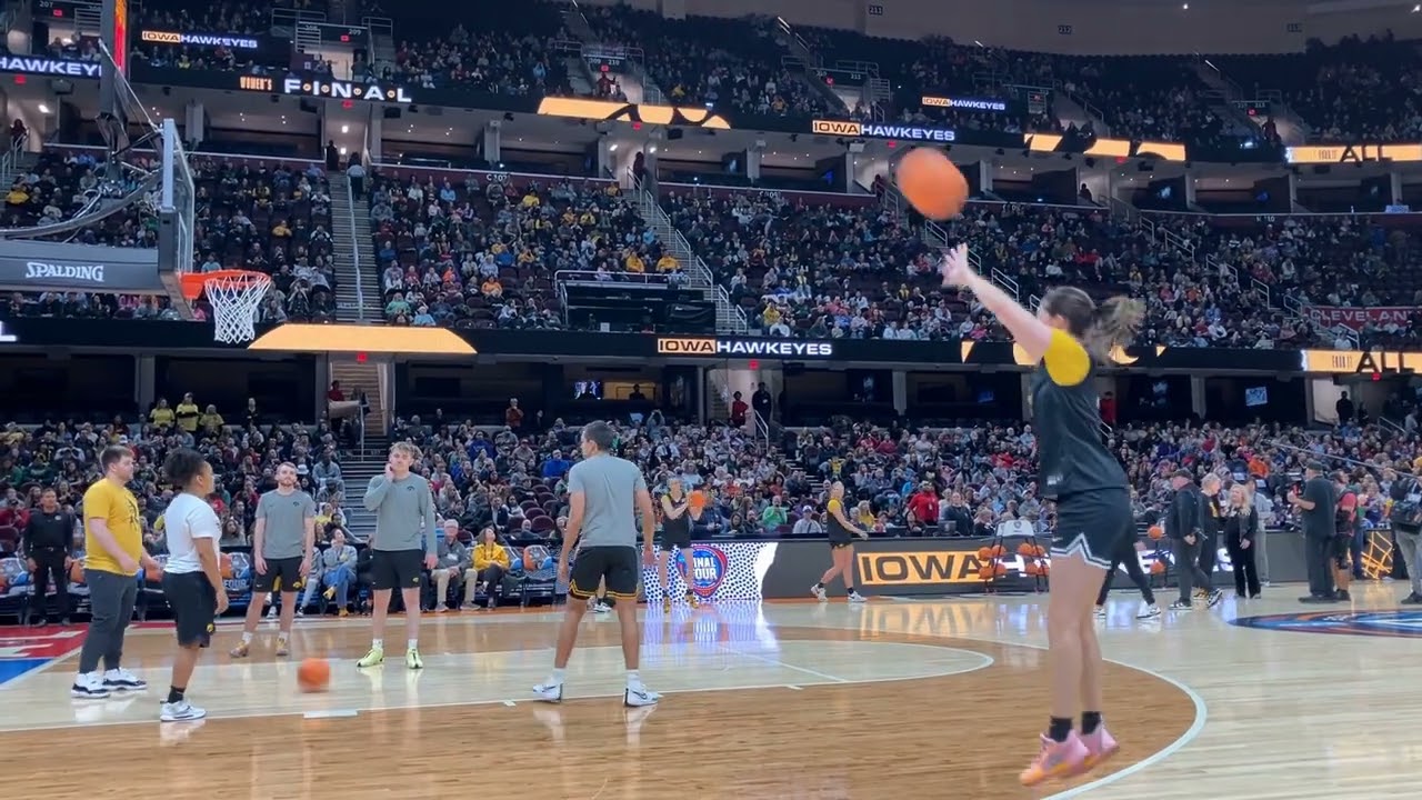 Scenes from Iowa women's basketball practice in Cleveland before national championship game