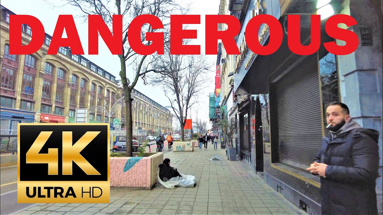 Anneessenswijk DANGEROUS quartier 🇧🇪 BRUSSELS, Belgium 🇧🇪- 4K 60fps Anneessens centre Bruxelles