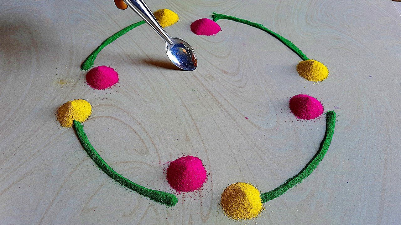 #1451 Pongal pot rangoli design | रंगोली डिजाइन | rangoli for diwali festival