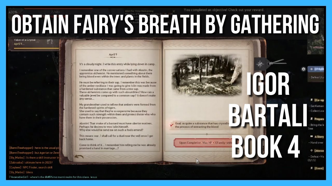 Obtain Fairy's Breath by Gathering - Igor Bartali's Adventure Log Book 4 - Black Desert Online